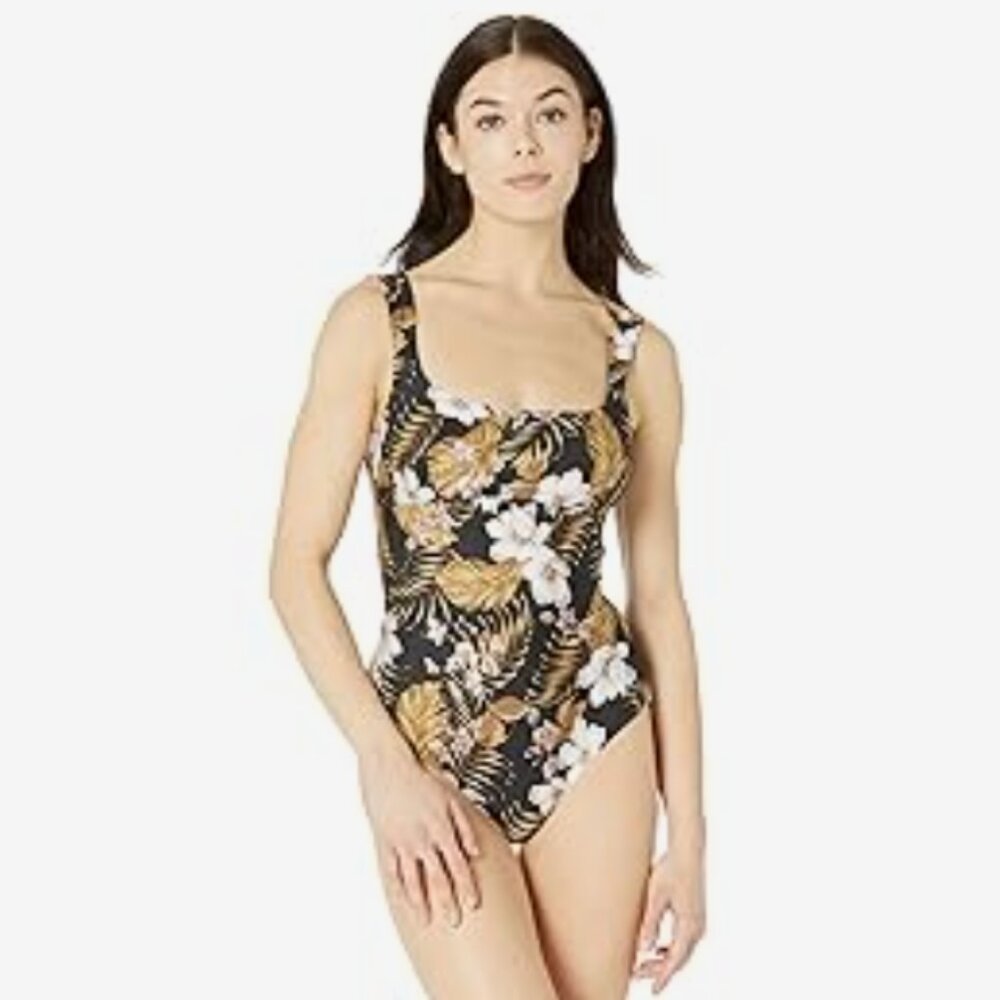Ripcurl Playa Bella One Piece Swimsuit Hawaiian Print Square Neck